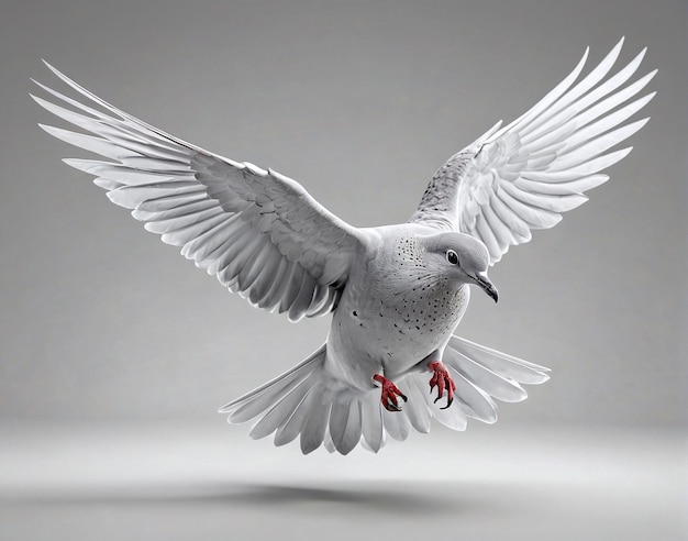 un piccione bianco con le ali spalancate