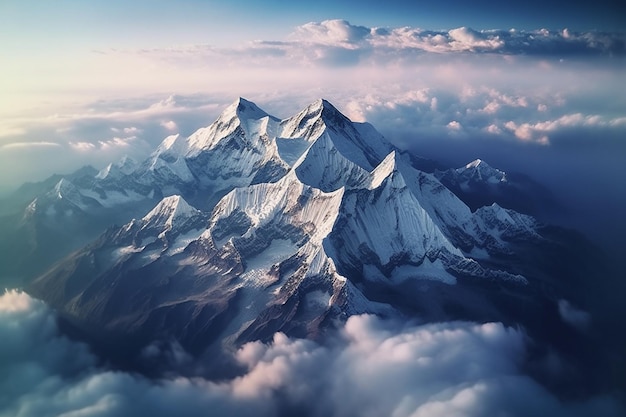 Un picco di montagna tra le nuvole