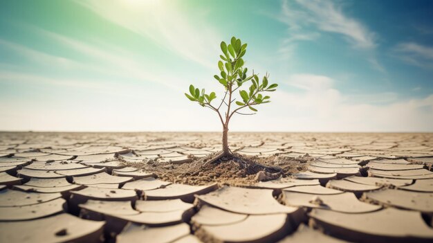 Un piccolo albero che cresce dal terreno