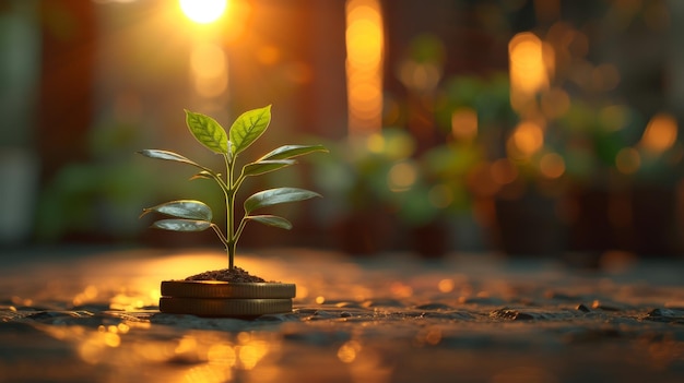 Un piccolo albero che simboleggia le componenti ambientali, sociali e di governance di un'azienda sostenibile ed etica su uno sfondo verde