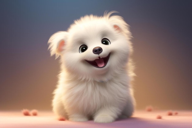un piccolo cane bianco con un grande sorriso sul viso