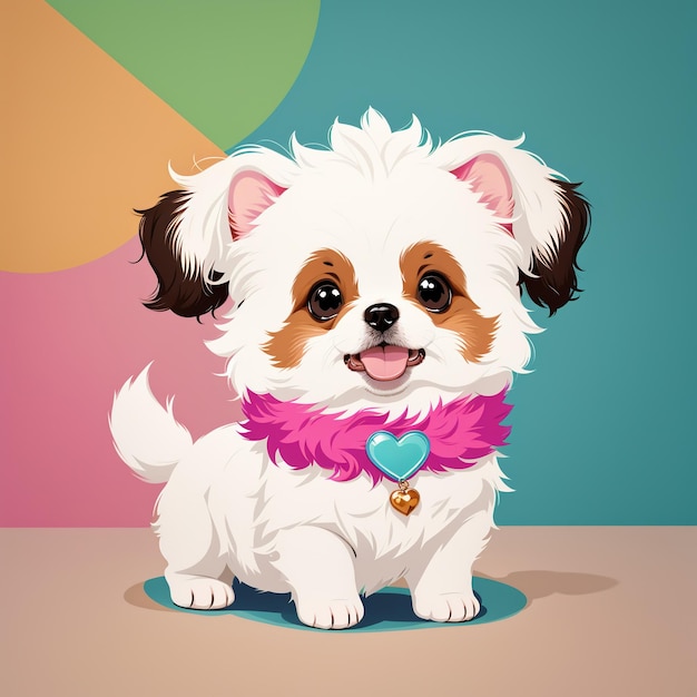 un piccolo cane con un collare rosa
