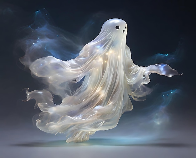 Un piccolo fantasma che galleggia in mezzo a una nebbia di sfumature eteree