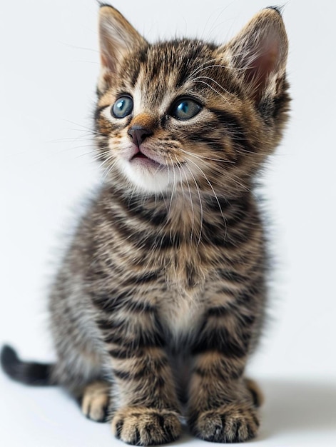 un piccolo gattino seduto su una superficie bianca