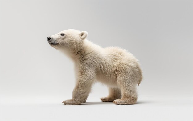 Un piccolo orso polare carino isolato su uno sfondo bianco AI generativa