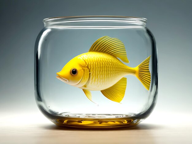 un piccolo pesce in un barattolo di vetro
