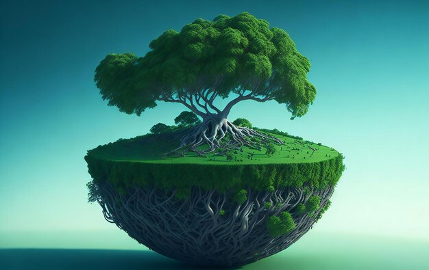 un piccolo pianeta con sopra un albero