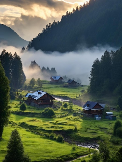 Un piccolo villaggio in montagna