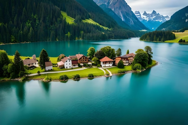 Un piccolo villaggio in riva al lago