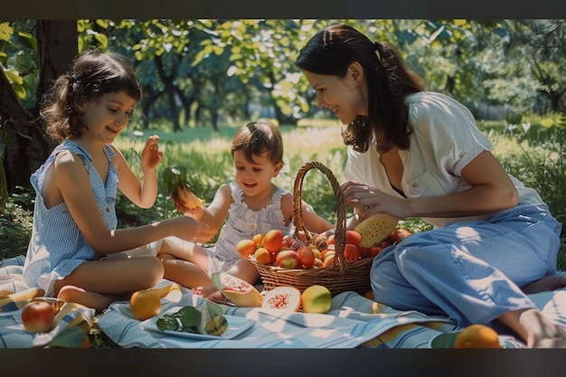 Un picnic di famiglia felice riunisce