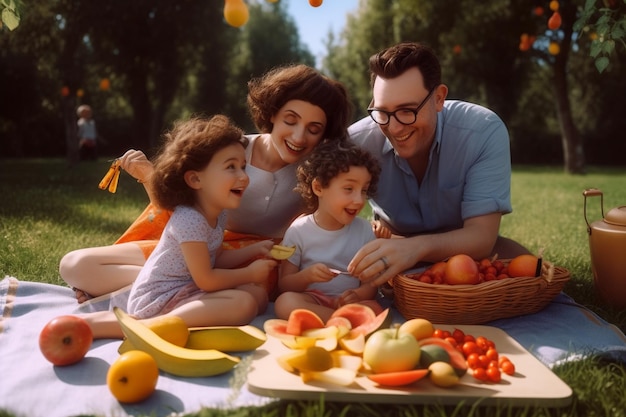 Un picnic di famiglia felice riunisce