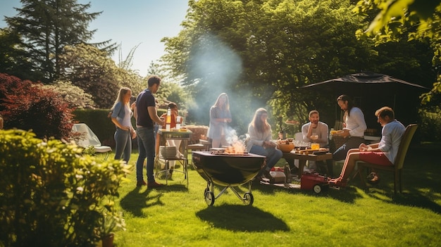 un picnic in famiglia con il giardino