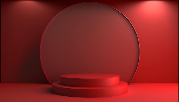 Un piedistallo rosso elegante e moderno per completare il tuo marchio