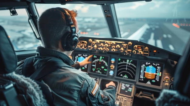 Un pilota che esegue controlli pre-volo su un aeromobile commerciale