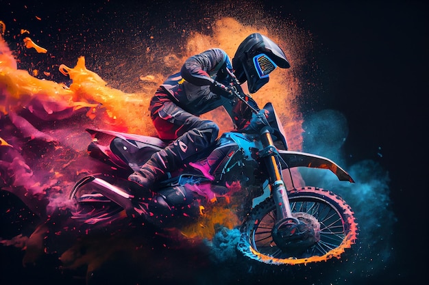 Un pilota di motocross in sella a una moto da cross AI generativa