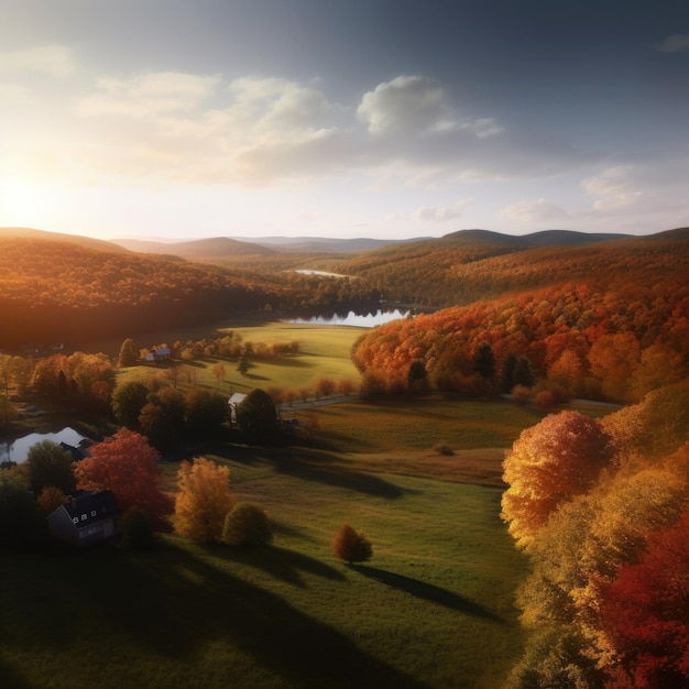 un pittoresco paesaggio rurale durante l'autunno