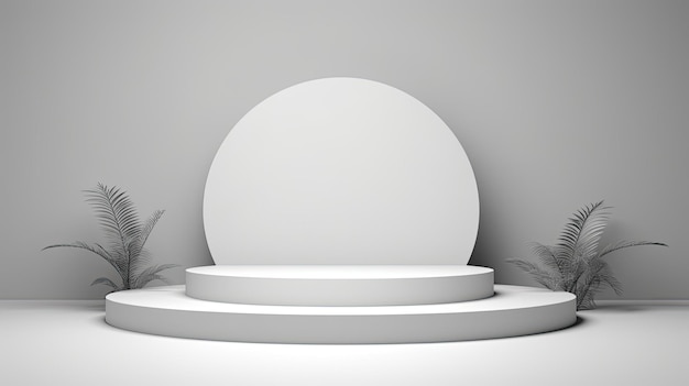 un podio bianco con un oggetto bianco a forma ovale.