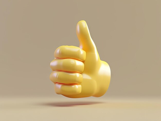 Un pollice di plastica giallo su uno sfondo beige