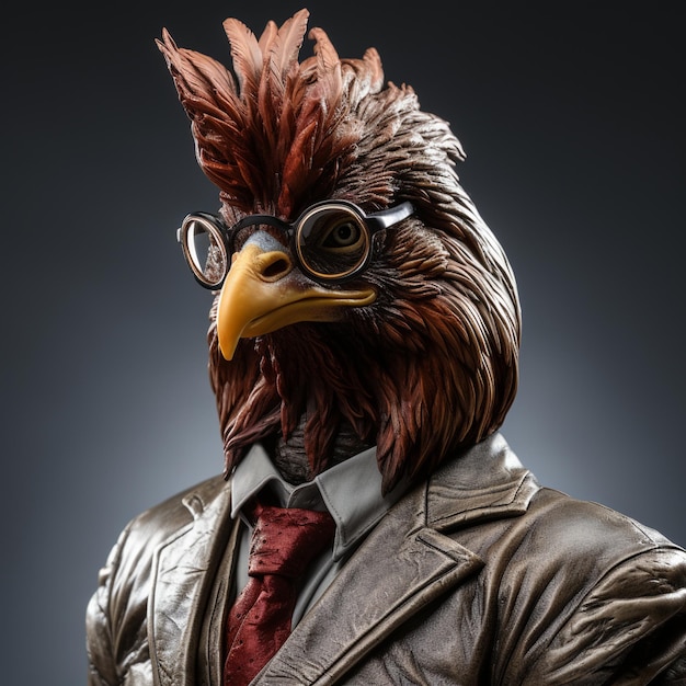Un pollo che indossa abiti come un Boss Art di Generative AI