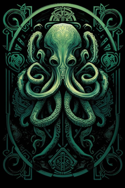 un polpo verde con tentacoli