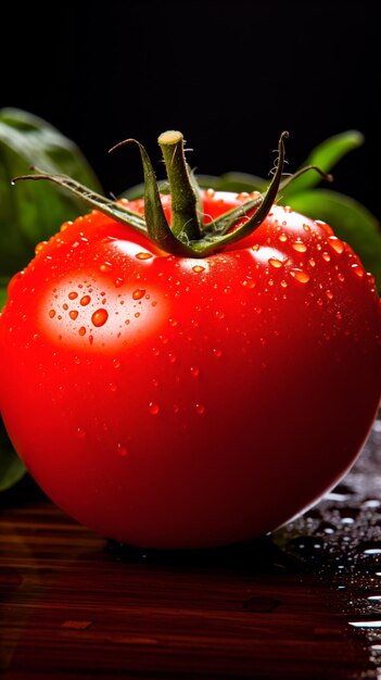 un pomodoro con gocce d'acqua sopra