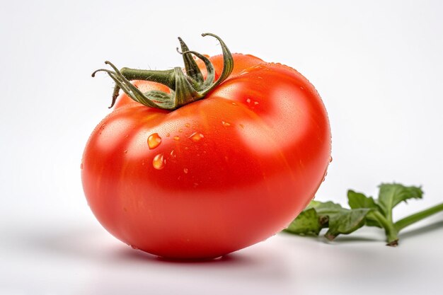 Un pomodoro con gocce d'acqua su di esso