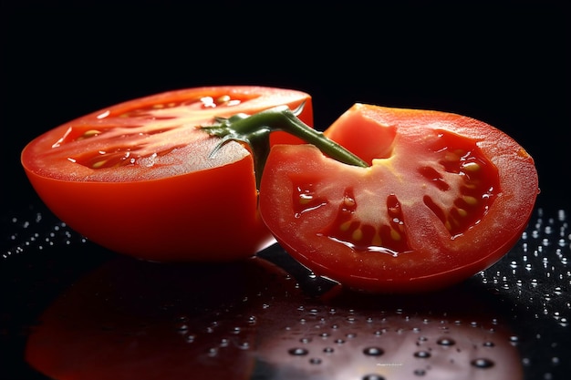 Un pomodoro tagliato a metà e un taglio a metà