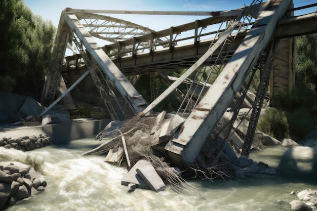 Un ponte che è stato danneggiato da un tornado