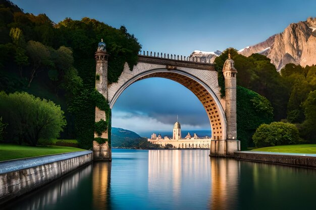 Un ponte con la vista del castello sullo sfondo.