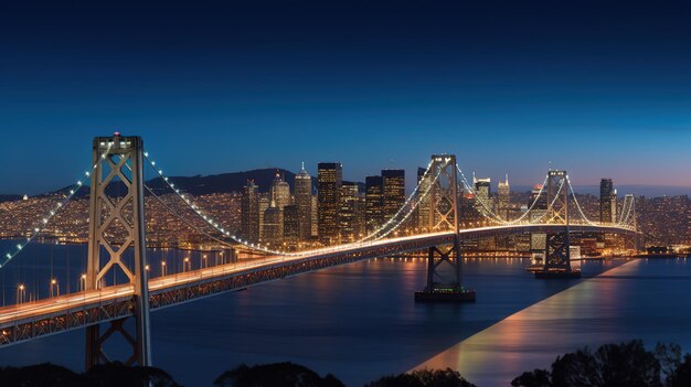 Un ponte con lo skyline di san francisco sullo sfondo