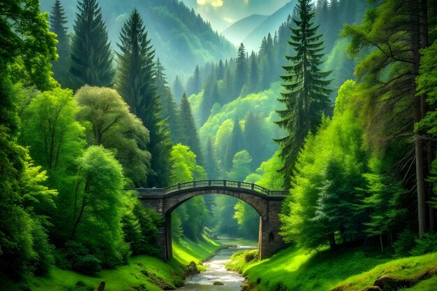 Un ponte nel bellissimo verde