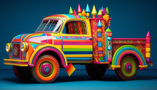 un poster 3D con un minimale Pakistani Truck Art Horn