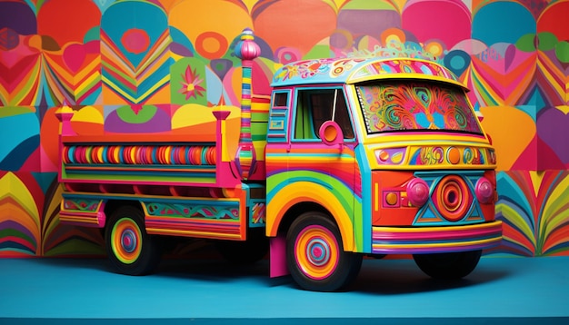 un poster 3D con un minimale Pakistani Truck Art Horn