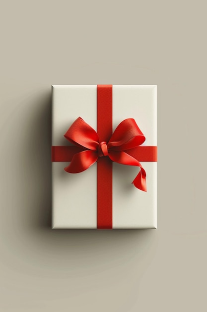 Un poster 3D con una scatola regalo bianca stilizzata