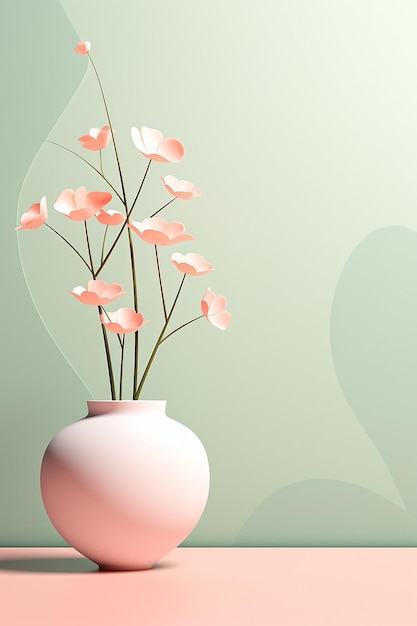 Un poster 3D minimalista che celebra la primavera
