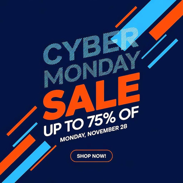 Un poster blu che dice che la vendita di Cyber Monday è visualizzata