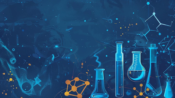 Foto un poster blu con uno sfondo blu con un disegno blu e arancione