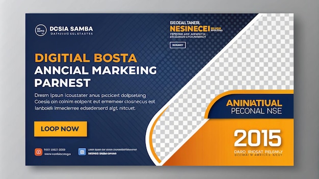 un poster blu e arancione per un'azienda chiamata Advertise