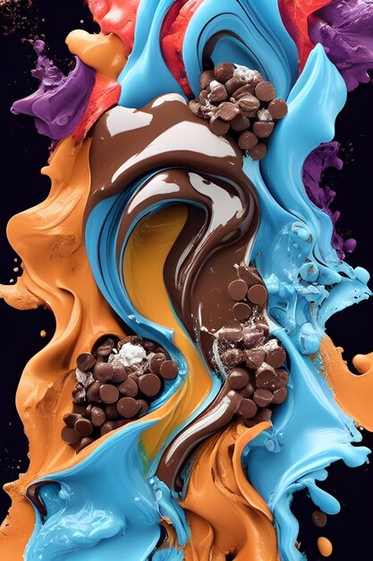 Un poster colorato con sopra la scritta cioccolato