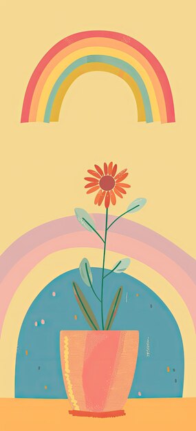 un poster colorato con un fiore e la parola amore su di esso