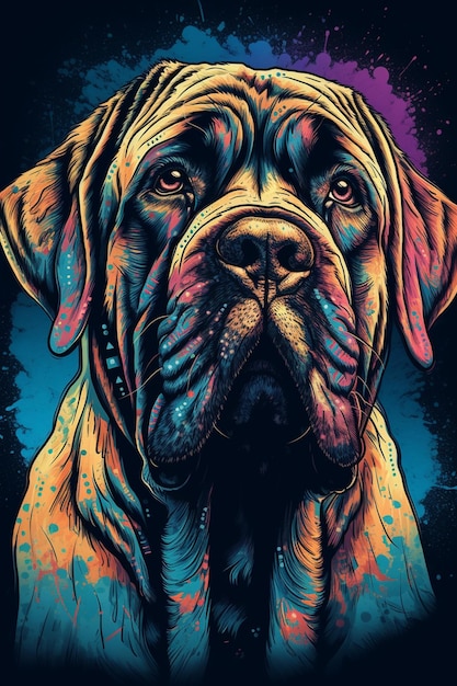 Un poster colorato di un cane con la scritta " doberman " sul davanti.