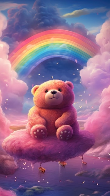 Un poster colorato per la serie dell'orso arcobaleno