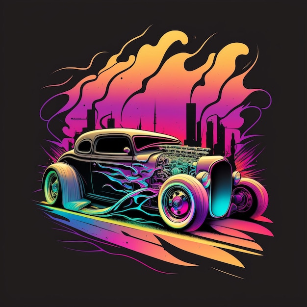 Un poster colorato per un hot rod chiamato hot rod.