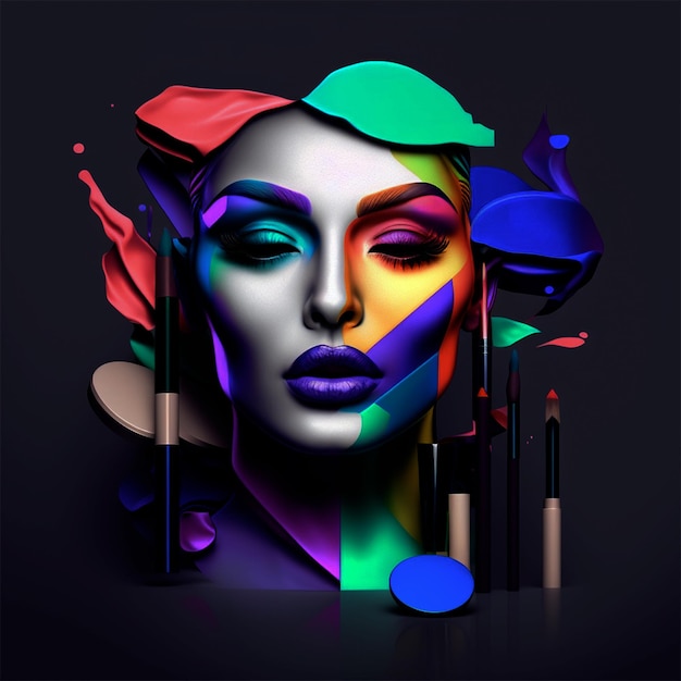 Un poster colorato per un marchio di cosmetici chiamato makeup.