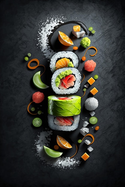 Un poster con scritto "sushi".