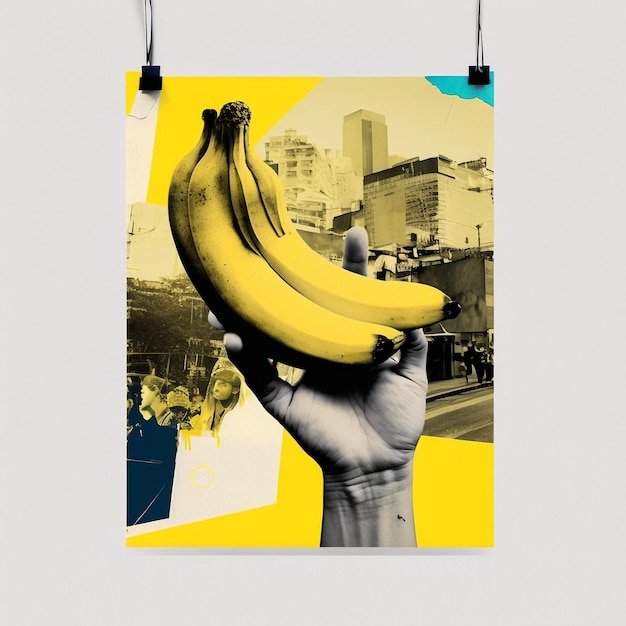 Un poster con sopra una foto di banane