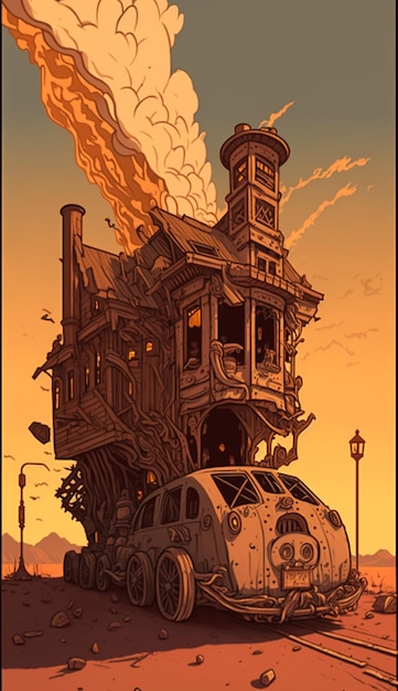 Un poster con su scritto "la casa che sta bruciando".
