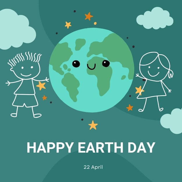 un poster con un personaggio dei cartoni animati e la terra su di esso