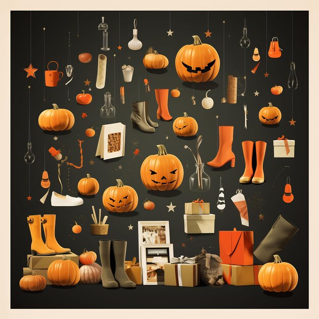 un poster con una zucca e un cartello con la scritta quot halloweenquot