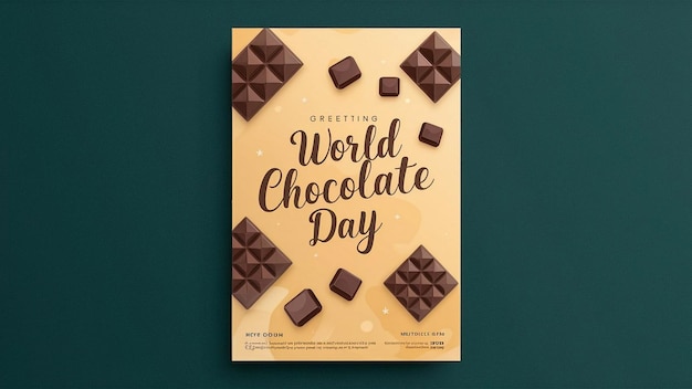 un poster della giornata mondiale dei cioccolatini su uno sfondo verde